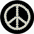 PEACE SYMBOL: Peace Sign Flower Power White Roses on Black--STICKERS