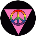 PEACE SYMBOL: Rainbow in Pink Triangle--PEACE SYMBOL PEACE SIGN BUMPER STICKER