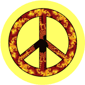 PEACE SIGN: Gold Flower Power--BUTTON