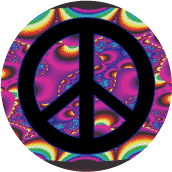 PEACE SIGN: Hippie Flowers--BUTTON