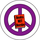 Books Not Bombs 3--PEACE SIGN BUMPER STICKER