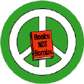 Books Not Bombs 6--SAYINGS-SLOGANS PEACE SIGN BUTTON