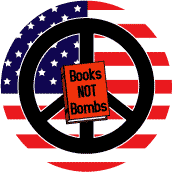 PEACE SIGN: Books Not Bombs American Flag 1--COFFEE MUG