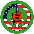 Books Not Bombs American Flag 2--PEACE SIGN KEY CHAIN