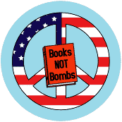Books Not Bombs American Flag 3--SAYINGS-SLOGANS PEACE SIGN CAP