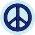 Neon Glow Blue PEACE SIGN with Black Border Light Blue Background--KEY CHAIN