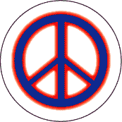 Neon Glow Blue PEACE SIGN with Red Border--BUTTON
