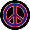 Neon Glow Blue PEACE SIGN with Red Border Black Background--BUTTON