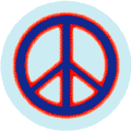 Neon Glow Blue PEACE SIGN with Red Border Light Blue Background--BUTTON