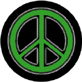 Neon Glow Green PEACE SIGN with Black Border Black Background--BUTTON