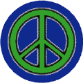 Neon Glow Green PEACE SIGN with Black Border Blue Background--STICKERS