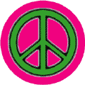 Neon Glow Green PEACE SIGN with Black Border Pink Background--POSTER