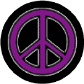 Neon Glow Purple PEACE SIGN with Black Border Black Background--BUTTON