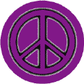 Neon Glow Purple PEACE SIGN with Black Border Purple Background--BUTTON