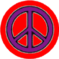 Neon Glow Purple PEACE SIGN with Black Border Red Background--POSTER