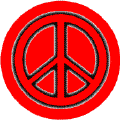 Neon Glow Red PEACE SIGN with Black Border Red Background--POSTER
