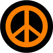 Orange PEACE SIGN on Black Background--BUTTON