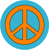 Orange PEACE SIGN on Blue Background--T-SHIRT