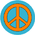 Orange PEACE SIGN on Blue Background--BUTTON