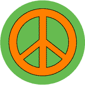 Orange PEACE SIGN on Green Background--BUTTON