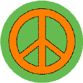 Orange PEACE SIGN on Green Background--STICKERS