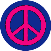 Pink PEACE SIGN on Blue Background--T-SHIRT