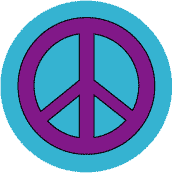 Purple PEACE SIGN on Blue Background--MAGNET