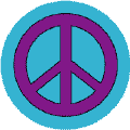 Purple PEACE SIGN on Blue Background--BUTTON