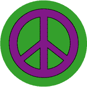 Purple PEACE SIGN on Green Background--MAGNET