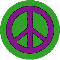 Purple PEACE SIGN on Green Background--BUTTON