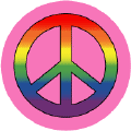 Rainbow PEACE SIGN with Pink Background--KEY CHAIN