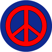 Red PEACE SIGN on Blue Background--KEY CHAIN