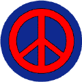 Red PEACE SIGN on Blue Background--BUTTON