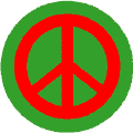 Red PEACE SIGN on Green Background--BUTTON