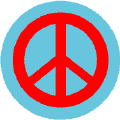 Red PEACE SIGN on Light Blue Background--STICKERS