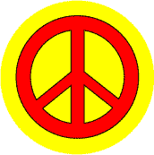 Red PEACE SIGN on Yellow Background--BUMPER STICKER