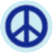 Warm Fuzzy Blue PEACE SIGN on Light Blue Background--BUTTON
