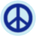 Warm Fuzzy Blue PEACE SIGN on Light Blue Background--STICKERS