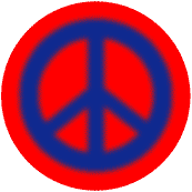Warm Fuzzy Blue PEACE SIGN on Red Background--BUMPER STICKER