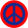 Warm Fuzzy Blue PEACE SIGN on Red Background--KEY CHAIN