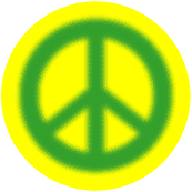 Warm Fuzzy Green PEACE SIGN on Yellow Background--T-SHIRT
