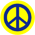 Blue PEACE SIGN on Yellow Background--BUTTON