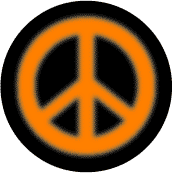 Warm Fuzzy Orange PEACE SIGN on Black Background--BUTTON
