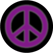 Warm Fuzzy Purple PEACE SIGN on Black Background--BUTTON