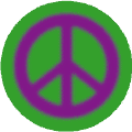 Warm Fuzzy Purple PEACE SIGN on Green Background--BUTTON
