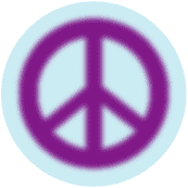 Warm Fuzzy Purple PEACE SIGN on Light Blue Background--BUTTON