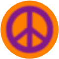 Warm Fuzzy Purple PEACE SIGN on Orange Background--BUTTON