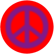 Warm Fuzzy Purple PEACE SIGN on Red Background--BUTTON