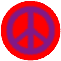 Warm Fuzzy Purple PEACE SIGN on Red Background--BUTTON