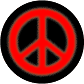 Warm Fuzzy Red PEACE SIGN on Black Background--BUTTON